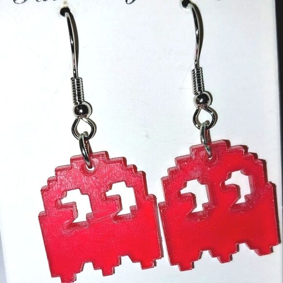 Red Retro game cartoon earrings - Picture 4 of 4